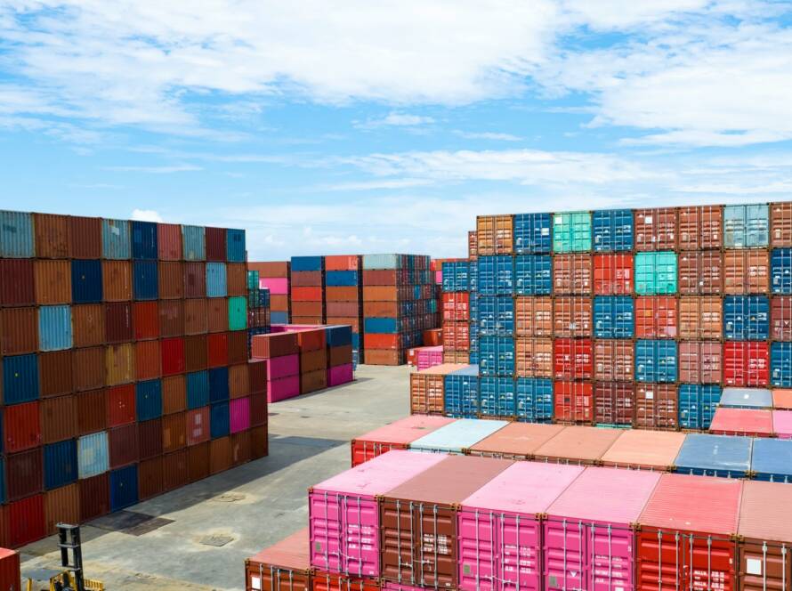 Container logistic. Cargo and shipping business. Container ship for import and export logistic.